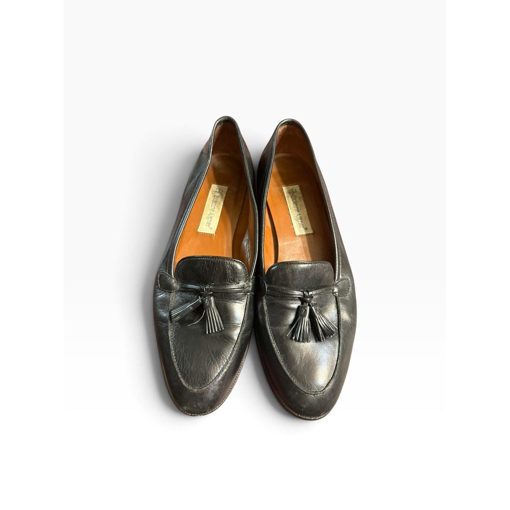Etienne Aigner Ally Black Leather Tassel Loafers Womens 9M Pointed Toe Flat